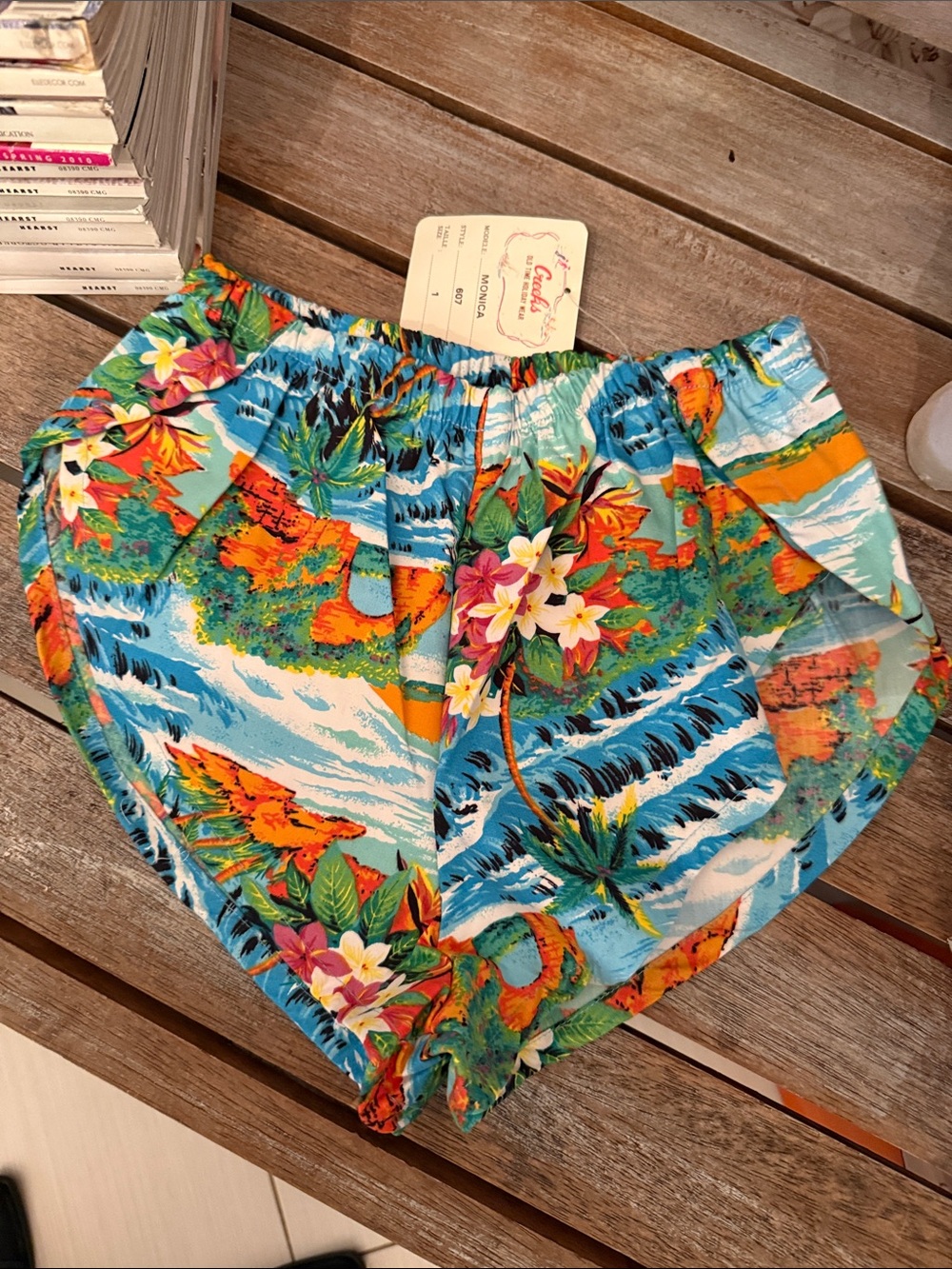High-Waist Tropical Print Women's Shorts - Blue Floral